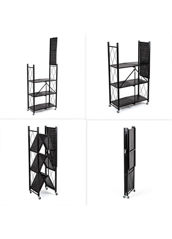 Стеллаж мобильный четырехъярусный универсальный раскладной из нержавеющей стали черный 126*72*34см SW-00002098 Sticker Wall (330019171)