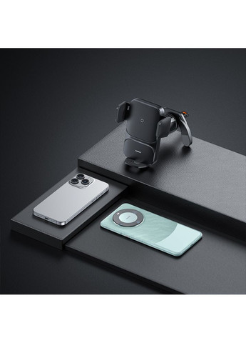 Автомобільний тримач з Бездротовим ЗП Wisdom Auto Alignment 15W black Baseus (322245470)