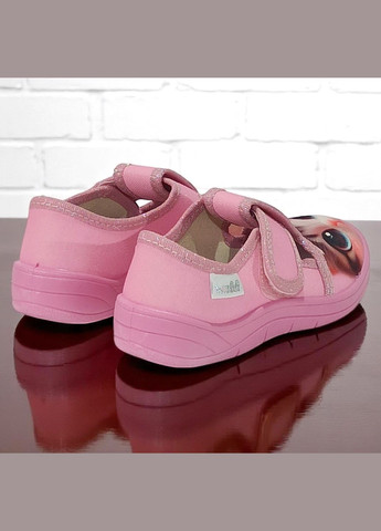 Розовые ортопедические закрытые тапочки для девочки в садик сменка на липучке валди Waldi