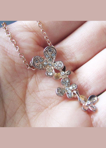 Позолочений кулон на ланцюзі квіти метелики в стразах, 8295 Fashion Jewelry (336949601)