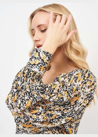 Комбінована блуза демісезон,гірчичний-білий-чорний,lascana Minimum