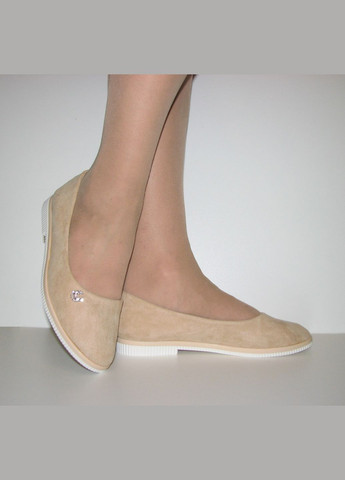 Жіночі жіночі балетки Horoso | бежеві однотонні брошка штучна замша (322426159)