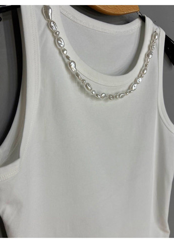 Майка женская A-N 26062 с жемчужным ожерельем No Brand — 332484675