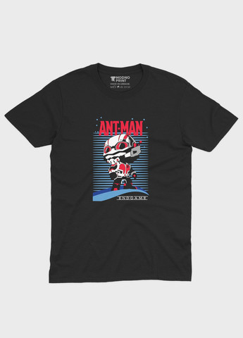 Чорна демісезонна футболка для хлопчика з принтом супергероя - людина мураха (ts001-1-bl-006-026-002-b) Modno