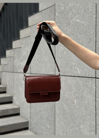 Жіноча бордова коричнева класична сумка 6006 крос-боді через плече на тонкому ремінці No Brand (299279340)