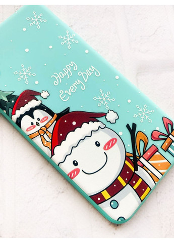 Матовий бірюзовий чохол на Apple iPhone 13 Pro Max Сніговик і пінгвін (новорічний принт 156) Creative (362966502)