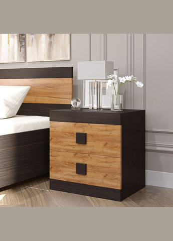 Тумба у кровати Соната 50х38х50 венге темный/дуб золотой крафт (EVR2076) Еверест (311684356)