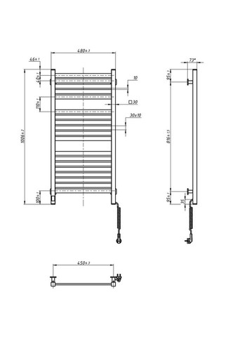 Сушка для рушників Авангард Х Wi-Fi правосторонній (12-172055-4810) Navin (370033471)
