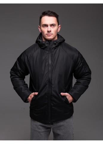 Чорна чоловіча зимова куртка з капюшоном чорна No Brand