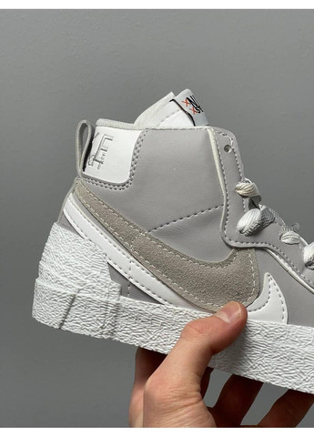 КРОССОВКИ ЖЕНСКИЕ NIKE BLAZER MID X SACAI GREY WHITE V2 НАЙК БЛЕЙЗЕР No Brand серые демисезоны (367168353)