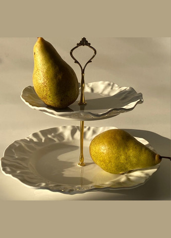 Этажка фарфоровая двухъярусная 25см, белый No Brand (336493114)