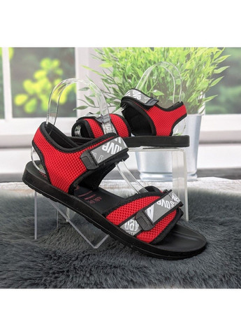 Красные босоножки женские красные с черным спортивные YiYi на липучке
