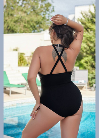 Чорний літній трендовий стильний купальник суцільний Vakko