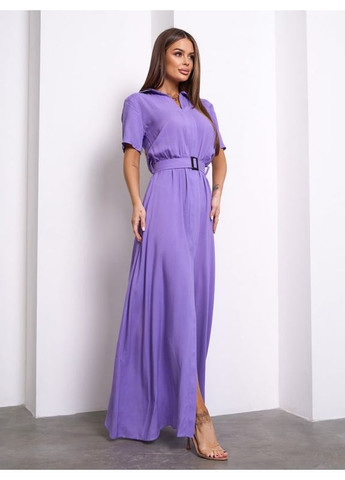 Комбинированное платье 15157 сиреневое ISSA PLUS однотонное