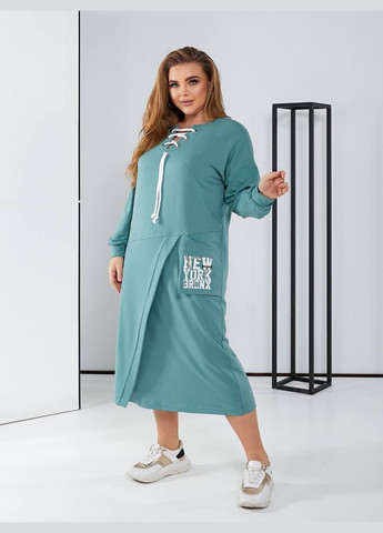 Мятное спортивное, повседневный, кэжуал женское платье платье-худи No Brand с надписью