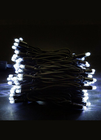 Гирлянда нить УЛИЧНАЯ Белая 10м 100 led на черном проводе, переходник для соединения Po Fanu (311507386)