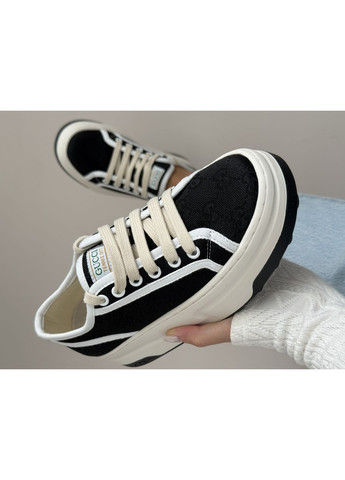 Кросівки жіночі Gucci GG Canvas | Гуччі Канвас чорно-білі No Brand чорно-білі демісезони (366343495)