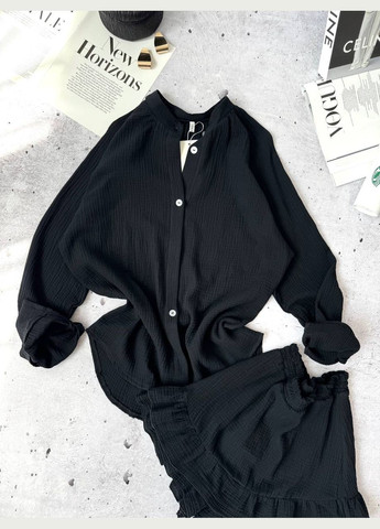 Женский муслиновый двойка летний черный No Brand костюм (334010397)