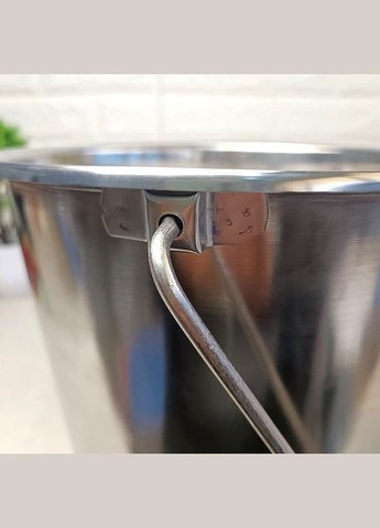 Большое пищевое ведро из нержавеющей стали с крышкой для общепита 15л №4 0390 А-П A-Plus (303721850)