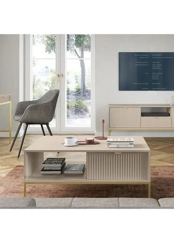 Стіл журнальний Нова / Nova з 2 шухлядами та золотими ніжками L104 Кашемір (PFH-091259) Perfect Home (368662990)