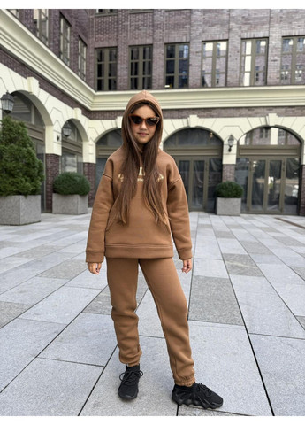 Коричневый зимний костюм подростковый на флисе брючный IRmAS оверсайз