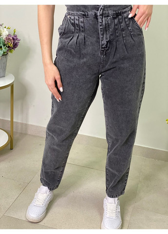 Серые джинсы мом с акцентной талией Мом FAF - (367055609)