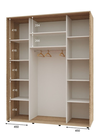 Шафа-купе дводверна 160*60*220 см Натуральний ДСП + Дзеркало Максі Комфорт Меблі (360438562)