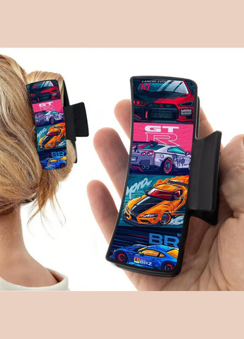 Заколка крабик для волос женская зажим шпилька ART #0014 черная No Brand (315631508)