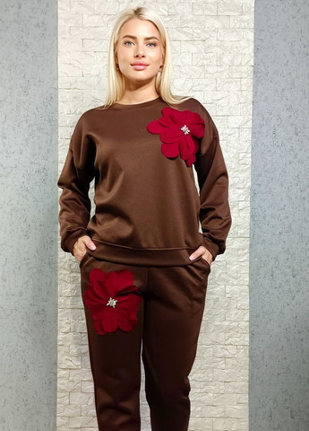 Костюм прогулянковий (світшот, штани) Pammy з декоративною тканевою квіткою (360770435)