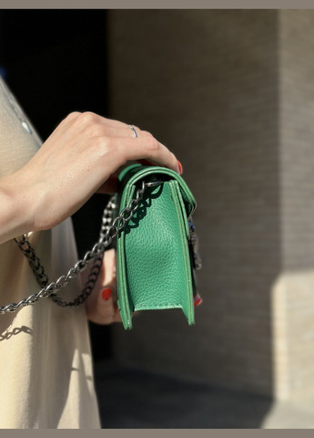 Женская маленькая сумка зеленая клатч на цепочке кросс-боди с подковой через плечо No Brand (299279295)