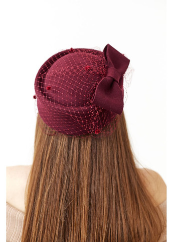 Фетровий капелюх таблетка з вуаллю і бантом чорний No Brand (362476100)