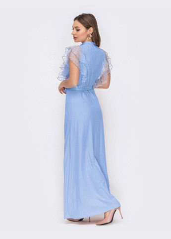 Блакитна блакитне плаття з коміром-аскот і рукавом "крильце" Dressa