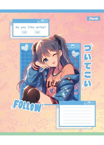 Набір зошитів шкільних 1Bересня А5/12 коса лінія Follow Anime 25 шт (768121) 1 Вересня (352167329)