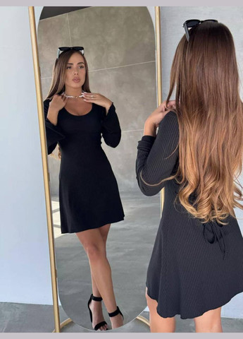 Черное повседневный женское платье No Brand однотонное