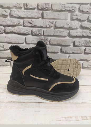 Стильные зимние кроссовки женские (подростковые) boda чёрные зима (308342445)