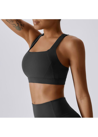 Жіночий топ на танці навхрест спинка однотонний топік темно-сірий 7432 No Brand (365958693)