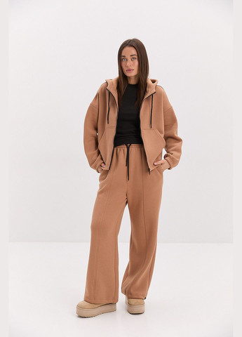 Бежевый теплая женская толстовка на молнии с кулиской внизу Arjen (314454617)