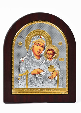 Єрусалимська Ікона Божої Матері 14,7х18см арочної форми на дереві Silver Axion (265446279)