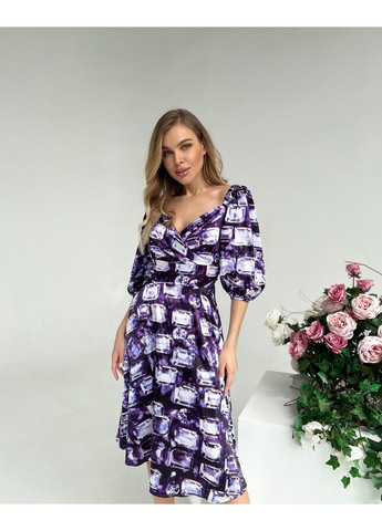 Лавандова елегантна сукня атлас шовк 22023 фіолетова Tanita-Romario