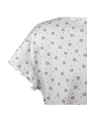 Біла жіночий комплект для дому та сну sm240426dhx6 білий із сердечками футболка та шорти жіноча піжама 5 шт. Lesko