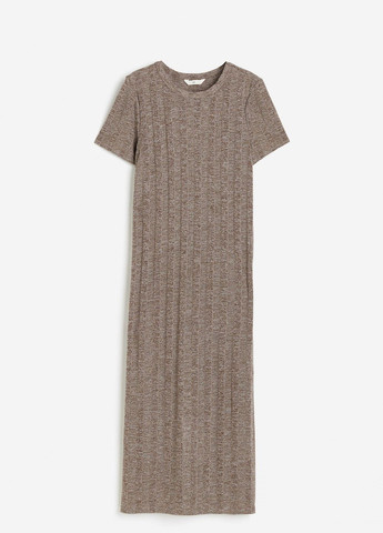 Серо-коричневое кэжуал платье H&M меланжевое