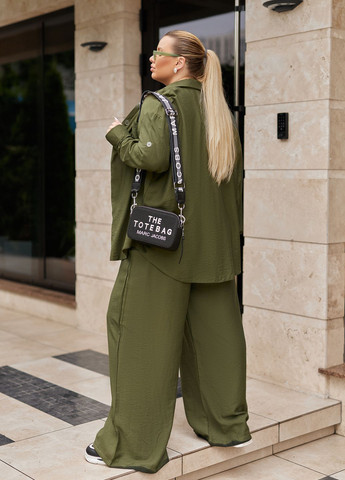 Костюм жіночий літній оверсайз фасону з льону (сорочка + брюки) No Brand (336004138)