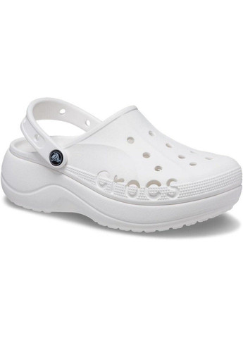 Белые сабо кроксы Crocs на платформе