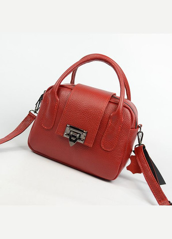 Червона маленька жіноча шкіряна сумка крос-боді з маленькими ручками та ремінцем Serebro (285895826)