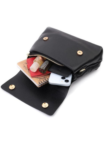 Сумка кросс-боди через плечо для телефона и для документов женская из натуральной кожи средняя Черный 36978 Vintage (361970378)