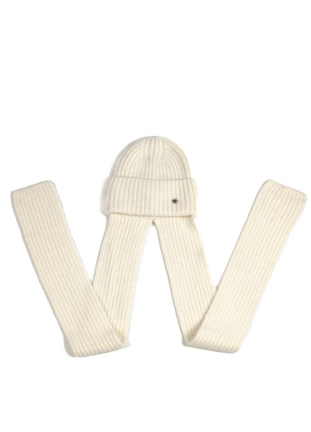 Шапка по голові з шарфом жіноча віскоза з ангорою біла РІМА LuckyLOOK 591-806 (322792543)