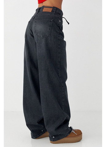 Джинси палаццо з рваним ефектом Lurex - (368276485)