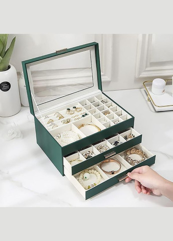 Шкатулка SP-01223 Green 26,5*18*13,5 см для украшений и ювелирных изделий трехуровневая 5шт Casegrace (352012225)
