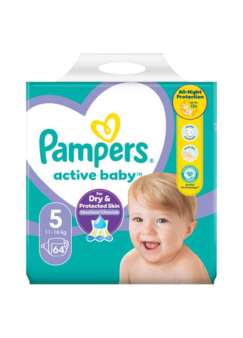 Підгузки на липучках Active Baby 5 (11-16 кг), 64 шт. Pampers (327223515)
