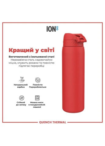 Пляшка для води металева вакуумна 920 мл. Vacuum Insulated, Red ION8 (362915718)